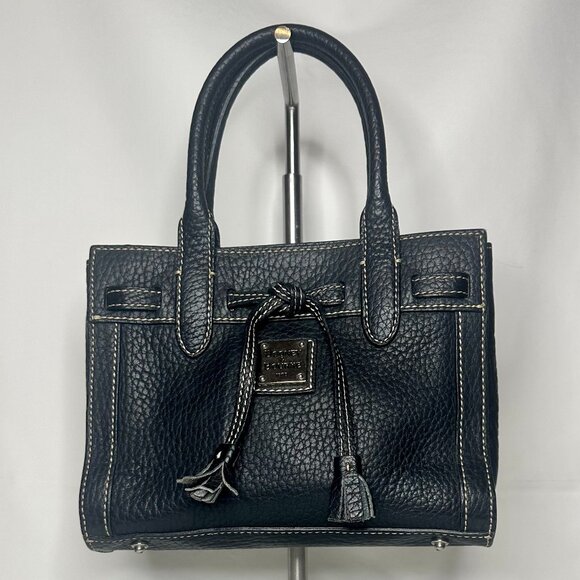 Dooney & Bourke Vintage Mini Tassel Tote Black Leather Silver Hardware EUC - Picture 13 of 14